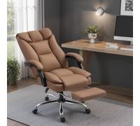 HOMCOM Pet-Friendly Leather Recliner Computer Chair with Footrest, Brown HOMCOM Brown
