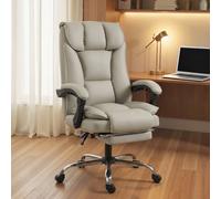 Homcom Pet-Friendly Leather Recliner Computer Chair With Footrest, Khaki