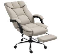 Homcom Pet-Friendly Leather Recliner Computer Chair With Footrest, Khaki Khaki