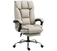 Homcom Pet-Friendly Leather Recliner Computer Chair With Footrest, Khaki