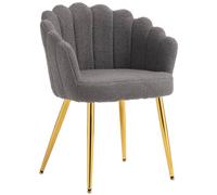 Homcom Petal-Back Lounge Chair With Faux Lamb's Wool And Metal Legs, Grey