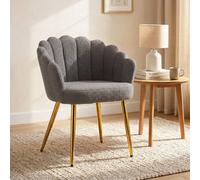 HOMCOM Petal-Back Lounge Chair with Faux Lamb's Wool & Metal Legs, Grey HOMCOM Grey