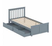HOMCOM Pine Storage Bed, 3ft Single Solid Wooden Bed Frame with Drawers, Headboard, Wood Slat Support, Grey