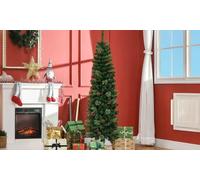 HOMCOM 5.5FT Artificial Slim Christmas Tree Holiday Home Décor with Pine Cones