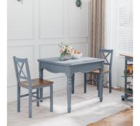 Pine Wood Dining Chairs Set of 2 with Cross Back for Living Room HOMCOM Grey One Size