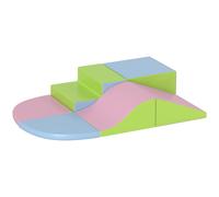 HOMCOM Pink - Blue - Green 6 Piece Soft Play Equipment For Kids Climb And Crawl | TJ Hughes
