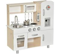 HOMCOM Kids Kitchen Playset with Accessories Large Simulation Kitchen Cooking in White HOMCOM White