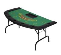 HOMCOM Poker Table, 7-Player Folding Blackjack Table with Chip Tray, Cup Holders, Padded Rails, 182 x 91 x 75 cm, Green