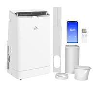 HOMCOM Portable Air Conditioner 14000BTU, Smart Home WiFi Compatible, App & Voice Control 4-in-1 Air Conditioning Unit with Dehumidifier, Cool, Fan and Sleep Mode, 24H Timer&Window Kit, White