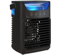 HOMCOM Portable Air Conditioner, 4-in-1 Mini Air Cooler with 3 Wind Speed, 2 Cool Mist, RGB 7 LED Light, 700ml Water Tank, 2-6H Timer, Small Cooling Fan for Home, Office, Bedroom, Black