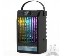 HOMCOM Portable Air Conditioner, 4-in-1 Mini Air Cooler with 4 Wind Speed, 2 Mist Mode, RGB 7 LED Light, 1500ml Water Tank, 2-6H Timer, Small Cooling Fan for Home, Office, Bedroom, Black