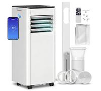 HOMCOM Portable Air Conditioner 5000 BTU, 4-in-1 Air Conditioning Unit with WiFi App & Voice Control, Cool, Dehumidifier, Fan, Sleep, with Dual Window Kit, 24H Timer, for Room up to 18 m²