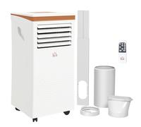 HOMCOM Portable Air Conditioner 7000 BTU, 4-in-1 Mobile Air Conditioning Unit with Cooling, Fan, Dehumidifier & Sleep Mode, LED Display, Remote Control, 24H Timer, Window Kit for Rooms up to 26㎡