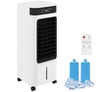 HOMCOM Portable Air Cooler, 3-In-1 Evaporative Air Cooler with 7 Litre Water Tank, 48° Oscillation, 3 Speeds, 3 Modes, 2 Ice Packs, Remote, for Home Office Bedroom, White