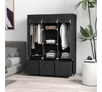 HOMCOM Portable Fabric Wardrobe with 5 Shelves and 3 Fabric Drawers, Black