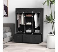 HOMCOM Portable Fabric Wardrobe with 5 Shelves & 3 Fabric Drawers, Black HOMCOM Black
