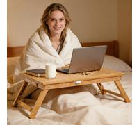 HOMCOM Portable Laptop Desk Notebook Tray PC Bed Table Drawer Adjustable Bamboo
