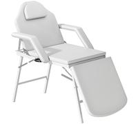 HOMCOM Portable Massage Table, 3 Section Adjustable Beauty Bed, Foldable Massage Bed with Face Hole, Recliner Chair with Removable Headrest and Armrests for Spa, Lash, Tattoo, White