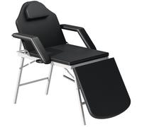 HOMCOM Portable Massage Table, 3 Section Adjustable Beauty Bed, Foldable Massage Bed with Face Hole, Recliner Chair with Removable Headrest and Armrests for Spa, Lash, Tattoo, Black