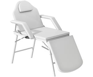 HOMCOM Portable Massage Table, 3 Section Adjustable Beauty Bed, Foldable Massage Bed with Face Hole, Removable Headrest and Armrests for Spa, Lash, Tattoo, White Aosom UK