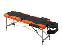 Folding Faux Leather Massage Table Aluminium Frame with Headrest Arms Red HOMCOM Orange Single