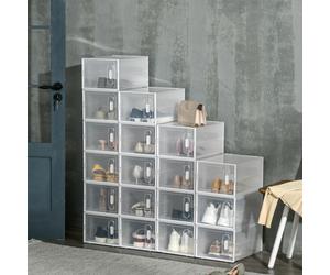 HOMCOM Portable Shoe Storage Cabinet with Magnetic Door