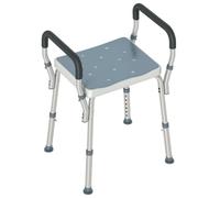 HOMCOM Portable Shower Stool Non-Slip Shower Chair for Elderly Light Blue | Adjustable Height, EVA Cushion, Rust-Free Aluminium Bath Chair, for Disabled