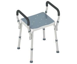 HOMCOM Portable Shower Stool Non-Slip Shower Chair for Elderly Light Blue | Adjustable Height, EVA Cushion, Rust-Free Aluminium Bath Chair, for Disabled