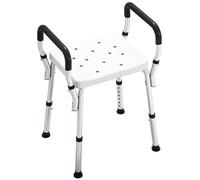 HOMCOM Portable Shower Stool, Non-Slip Shower Chair with Adjustable Height, Rust-Free Aluminium Bath Chair for Elderly, Disabled, White