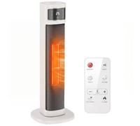HOMCOM Portable Space Heater, 2000W Ceramic Heater with 4 Modes (Eco Mode) | Adjustable Thermostat, Remote Control, Tip-over and Overheat Protection, Low Energy Electric for Home Office Bedroom, White
