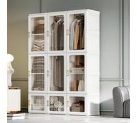 HOMCOM Portable Wardrobe, Clothes Organiser with Hanging Rods, White, White