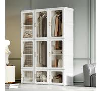 Homcom Portable Wardrobe, Clothes Organiser With Hanging Rods, White
