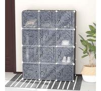 HOMCOM Portable Wardrobe for Bedroom, 12 Cube Closet with 2 Hanging Rails, Modular Storage Cabinet, Plastic Armoire for Space Saving, White and Black Black