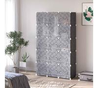 HOMCOM Portable Wardrobe for Bedroom, 15 Cube Closet with Hanging Rail, Modular Storage Cabinet, Plastic Armoire for Space Saving, White and Black