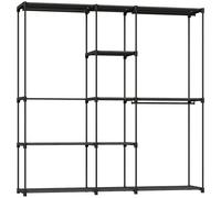 HOMCOM Portable Wardrobe, Open Clothes Wardrobe with 8 Shelves, 3 Hanging Rails, Black