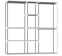 HOMCOM Portable Wardrobe, Open Clothes Wardrobe with 8 Shelves, 3 Hanging Rails, Light Grey