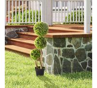 HOMCOM Decorative Artificial Trees Boxwood Ball Topiary Trees in Pot Fake Plants for Home Indoor Outdoor Decor, 90 cm