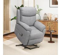 HOMCOM Power Lift Chair Electric Riser Recliner With Remote Control, Grey, Grey