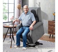 Homcom Power Lift Chair, Fabric Recliner Armchair W/ Remote Charcoal Grey