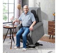 HOMCOM Power Lift Chair, Fabric Recliner Armchair w/ Remote Charcoal Grey HOMCOM Charcoal Armchair