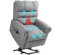 Power Lift Recliner Chair for Elderly with Massage and Heat Grey HOMCOM Grey One Size