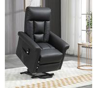HOMCOM Power Lift Chair Armchair for the Elderly, PU Leather Recliner Chair with Extended Footrest, Remote Control and Side Pocket, Black Black