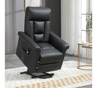HOMCOM Power Lift Chair Armchair for the Elderly, PU Leather Recliner Chair with Extended Footrest, Remote Control and Side Pocket, Black Black