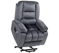 HOMCOM Power Lift Chair, Quick Assembly, Electric Riser and Recliner Chair with Vibration Massage, Heat, Side Pockets, Grey Aosom UK