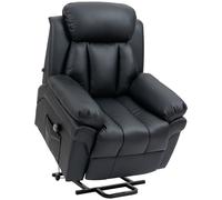 HOMCOM Power Lift Chair Recliner for Elderly, Electric Recliner Chair, Overstuffed Faux Leather Riser and Reclining Armchair with Remote Control, Side Pockets, for Living Room, Black