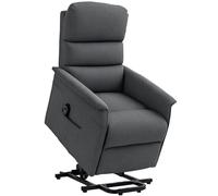 HOMCOM Power Lift Recliner Armchair, Electric Lift Chair for Elderly, Fabric Riser and Reclining Chair with Remote Control, Side Pockets, Extended Footrest, for Living Room, Dark Grey Dark Grey