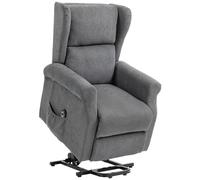 HOMCOM Power Lift Recliner Armchair, Electric Lift Chair for Elderly, Fabric Riser and Reclining Chair with Remote Control, Side Pockets, Extended Footrest, for Living Room, Charcoal Grey