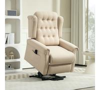 HOMCOM Power Lift Recliner Armchair with Wingback, Button Tufted, Beige