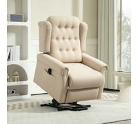 HOMCOM Power Lift Recliner Armchair with Wingback, Button Tufted, Beige