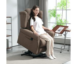 HOMCOM Power Lift Recliner Armchair with Wingback, Button Tufted, Brown